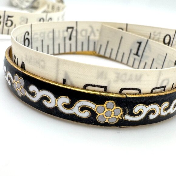 Cloisonne Enamel Brass Blue Red Green Black Vtg Set of 3 Bangle Bracelet  7.5 - Picture 12 of 16